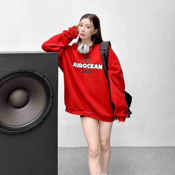 AUROCEAN 2000刺繡刷毛大學Tee 