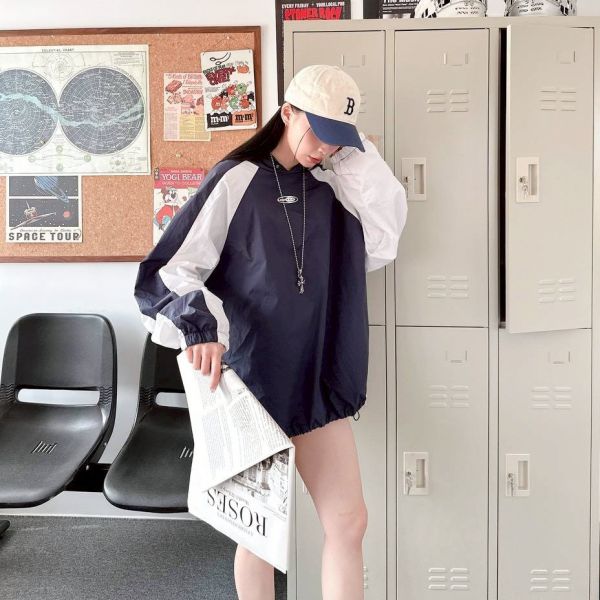 【現貨】LIMITED 拼接連帽束口風衣 