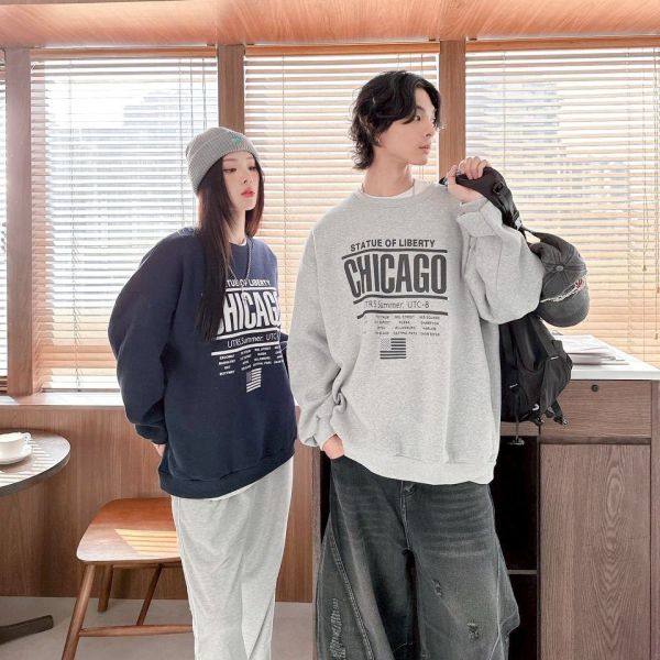 CHICAGO英字刷毛大學Tee 