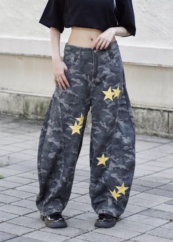 【炸街目光鎖定器】星芒迷彩彎刀褲 