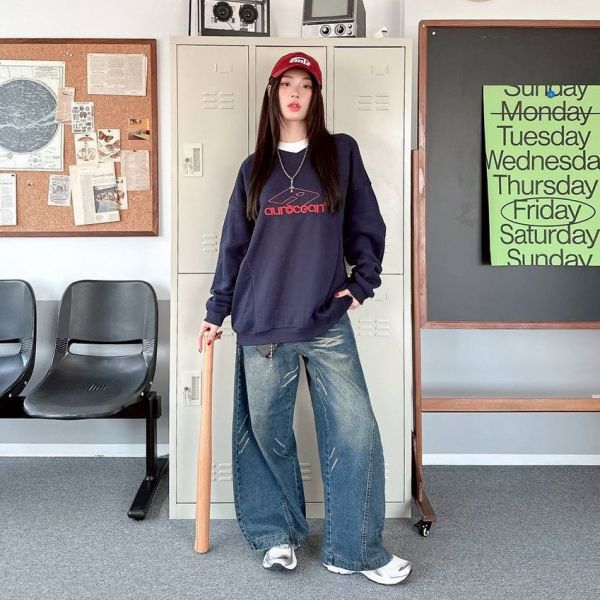 aurocean美式刺繡刷毛大學Tee 