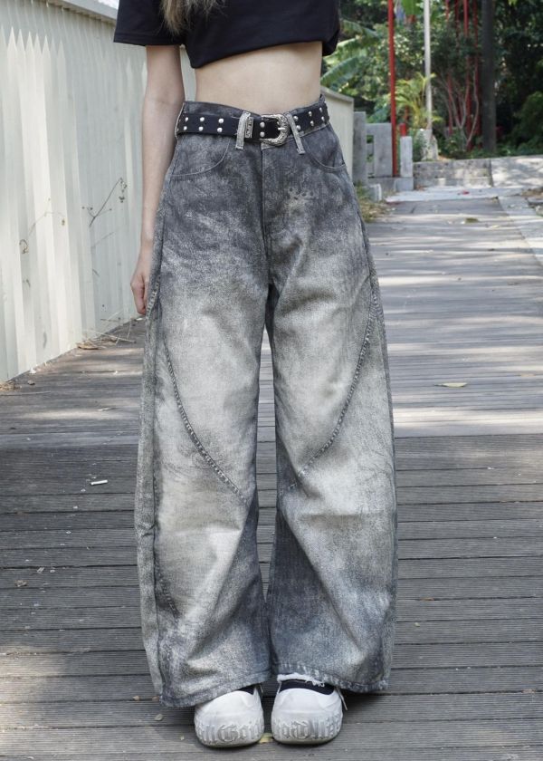 現貨【腿型升級器】美式髒染水洗彎刀褲 