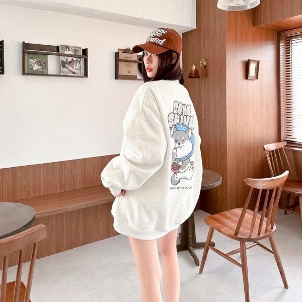 CONE SHIVA插畫感柴犬印花刷毛大學Tee 