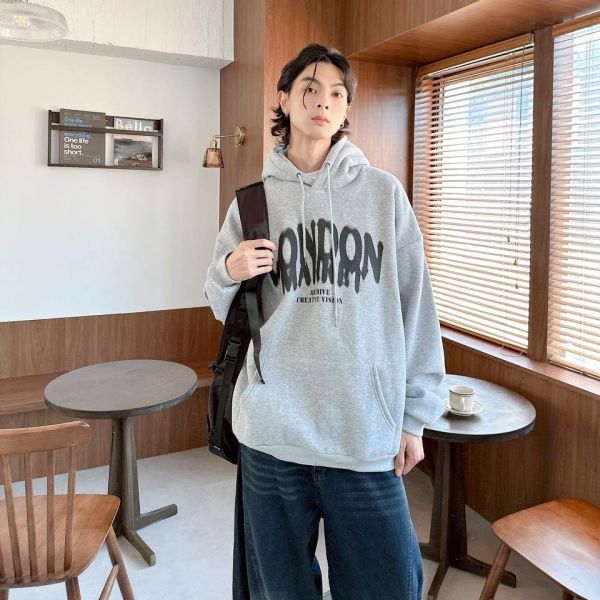 LONDON水墨印花刷毛帽Tee 