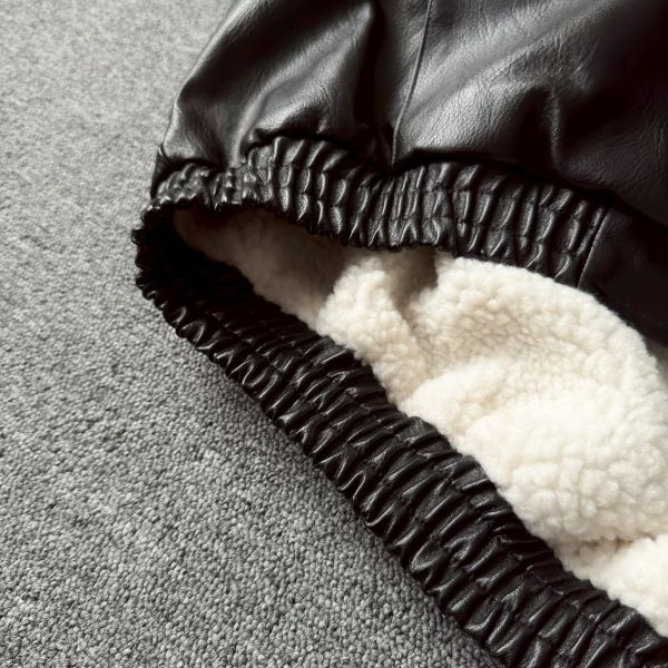 羊羔毛連帽皮外套 
