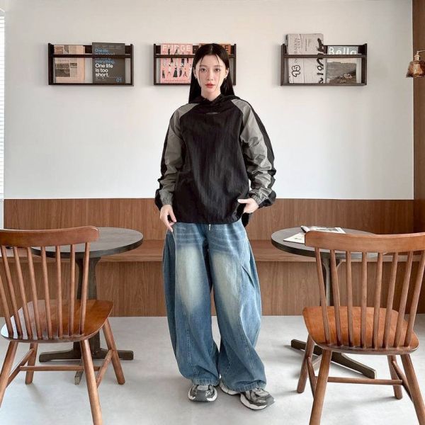 【現貨】LIMITED 拼接連帽束口風衣 