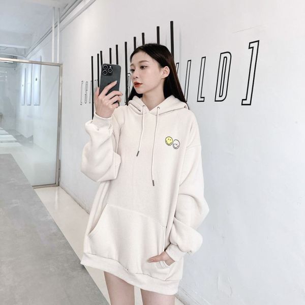 反差笑臉插圖刷毛帽Tee 