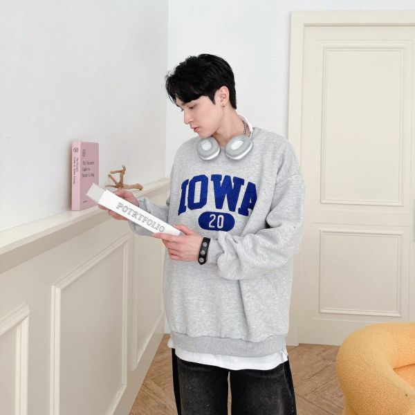 毛巾繡IOWA字母刷毛大學Tee 