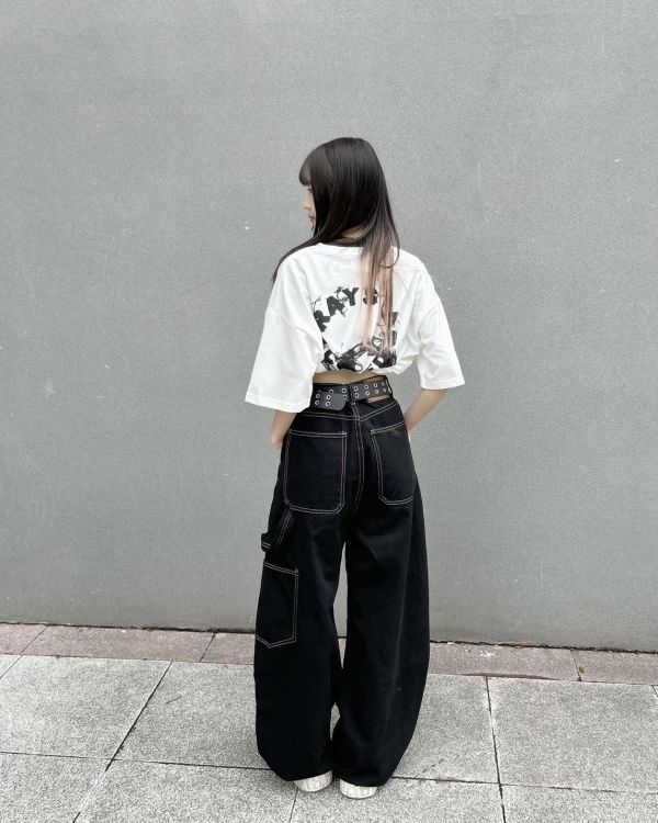 現貨+預購【逆天修腿神器】立體車線拼接工裝寬褲 