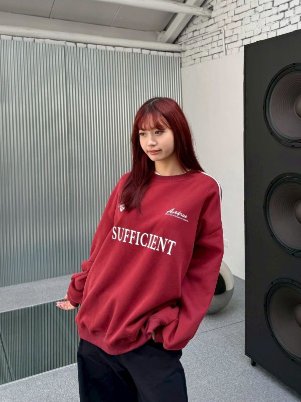 SUFFICIENT滾邊寬版大學Tee 