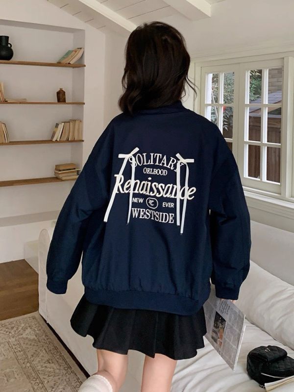 【預購】韓系蝴蝶結棒球夾克外套 