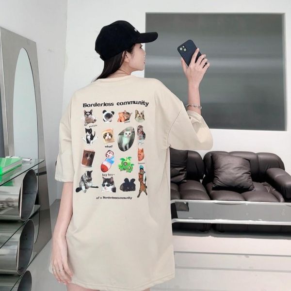 【現貨】超Q滿版貓咪貼圖短Tee 