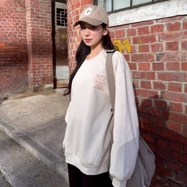 CROSS麵包貓咪刷毛大學Tee 