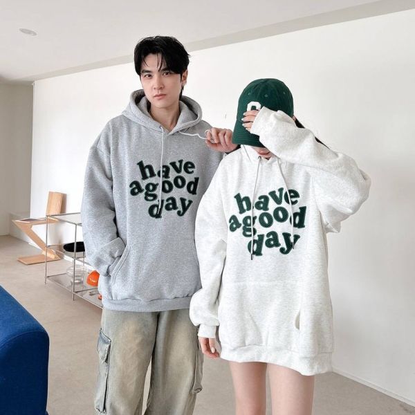 【現貨】have a good day刺繡刷毛帽Tee 