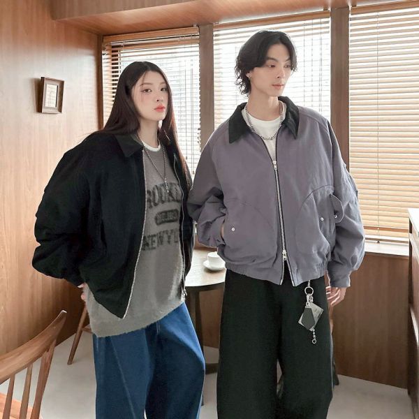 斜紋布廓形鋪棉外套 