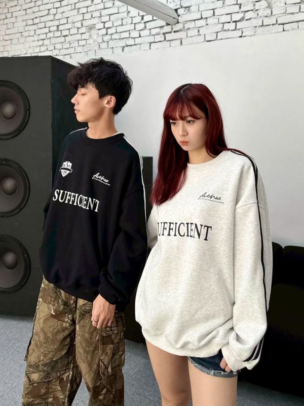 SUFFICIENT滾邊寬版大學Tee 