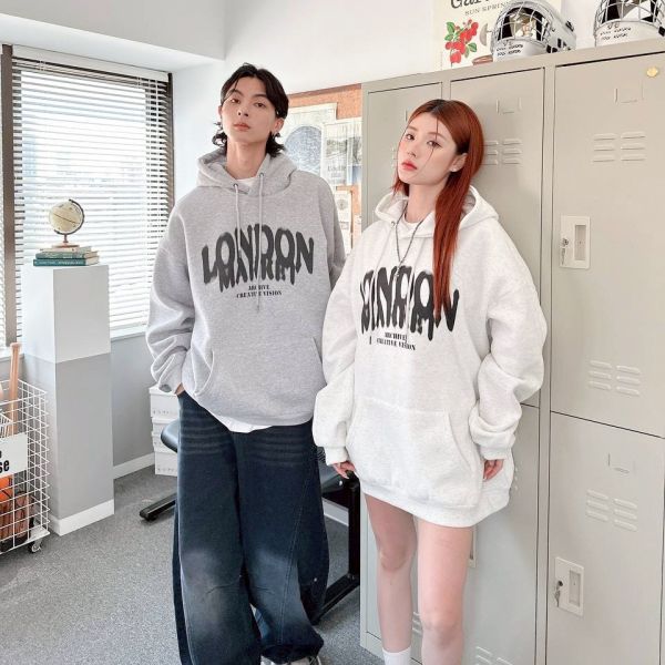 LONDON水墨印花刷毛帽Tee 