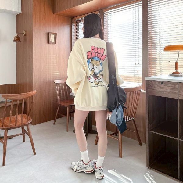 CONE SHIVA插畫感柴犬印花刷毛大學Tee 