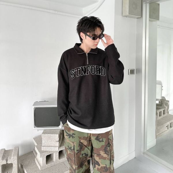 STNFORD毛巾繡小高領衛衣 