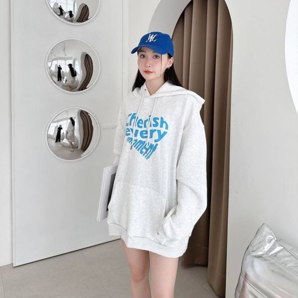 【現貨】Cherish愛心英字刷毛帽Tee 