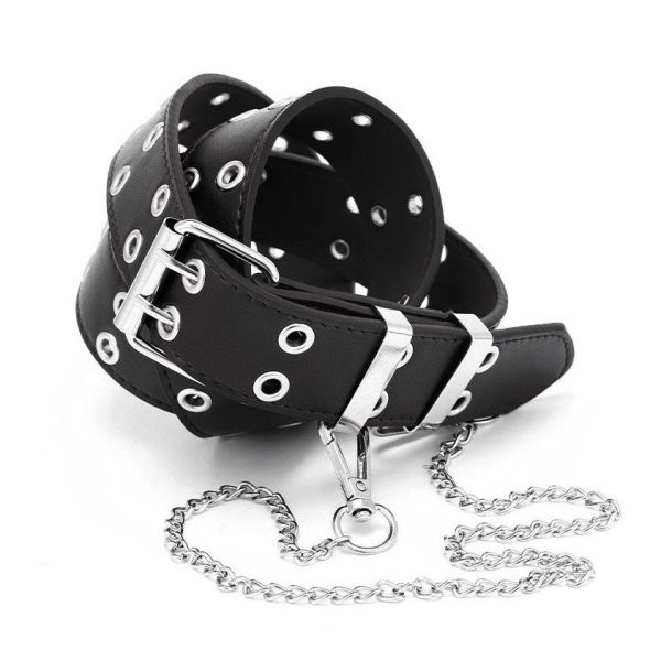 【預購】歐美雙孔洞洞褲練皮帶 