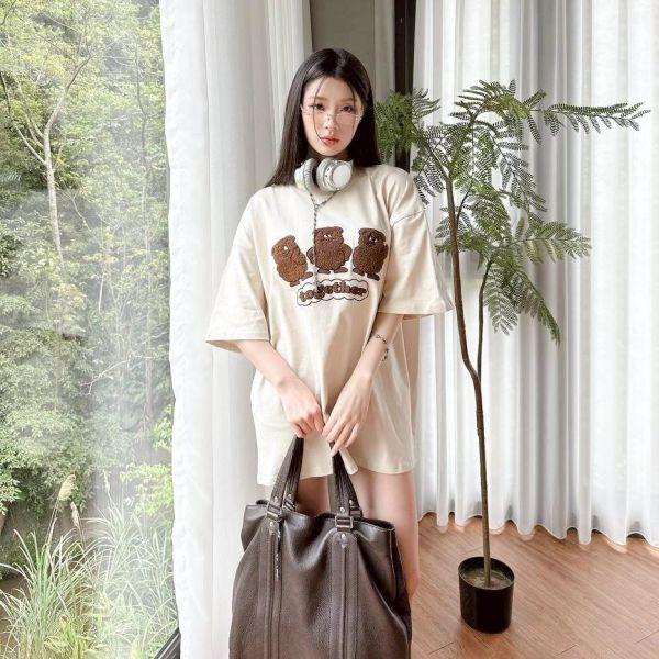 together毛巾刺繡小熊短Tee 