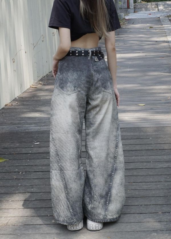 現貨【腿型升級器】美式髒染水洗彎刀褲 