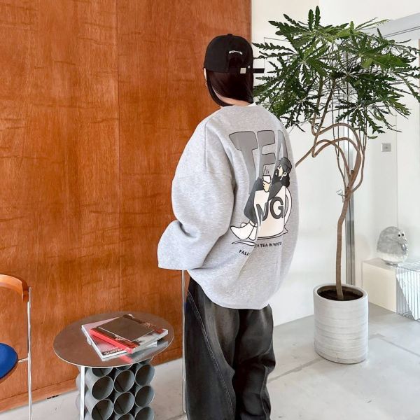 TEA  MUG咖啡杯大叔刷毛大學Tee 