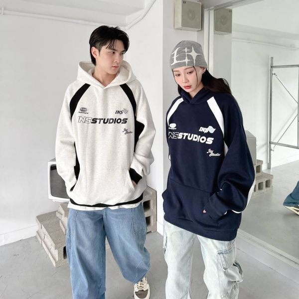 【現貨】INSSTUDIOS肩袖拼接刷毛帽Tee 