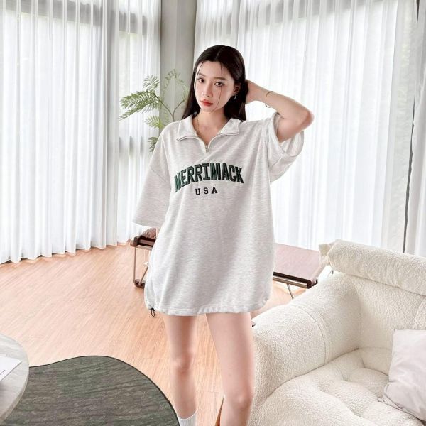 【現貨+預購】MERRIMACK半高領拉鍊刺繡POLO衫 