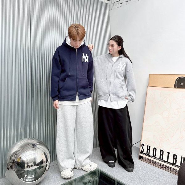 NY貼布雙拉鍊連帽外套 