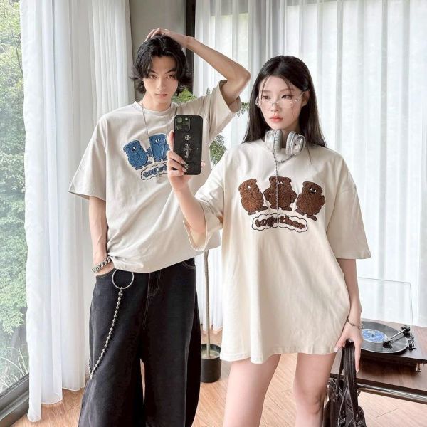 together毛巾刺繡小熊短Tee 