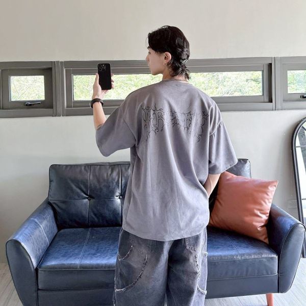 【現貨】ESTABLISHED 2018荊棘簍空字體麂皮Tee 