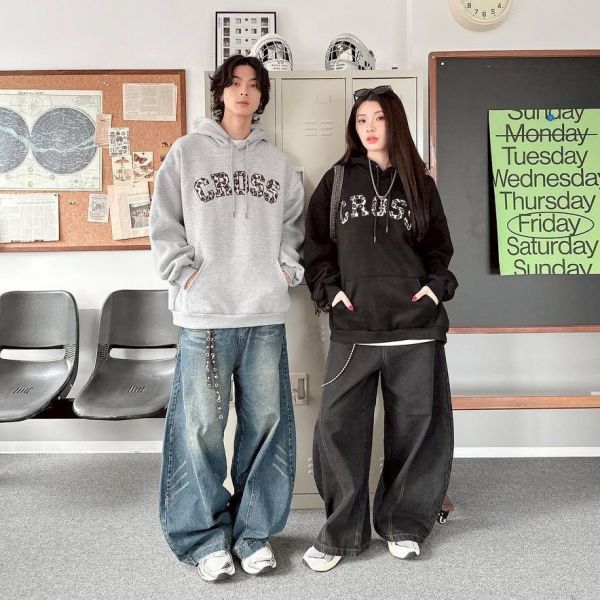 CROSS刺繡豹紋刷毛帽Tee 