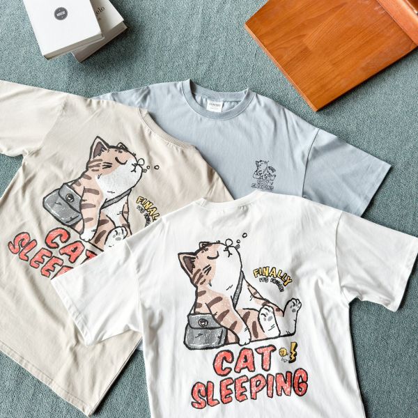 【現貨】CAT SLEEPING瞌睡貓塗鴉Tee 