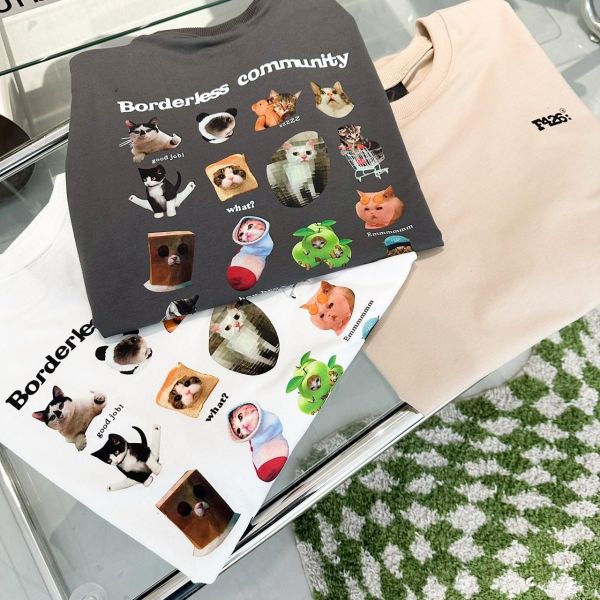 【現貨】超Q滿版貓咪貼圖短Tee 