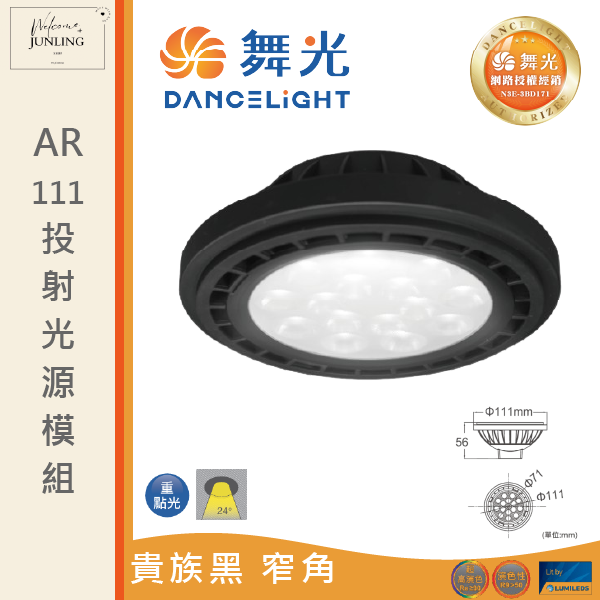【舞光】AR111 窄角投射光源模組-貴族黑 