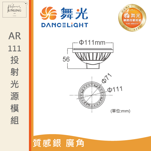 【舞光】AR111 廣角基礎光源模組-質感銀 