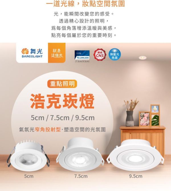 【舞光】7公分窄角浩克崁燈 