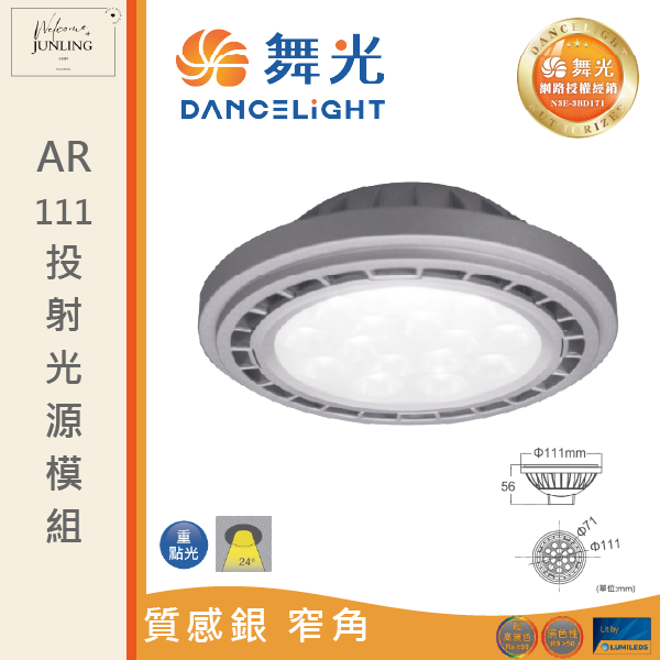 【舞光】AR111 窄角投射光源模組-質感銀 