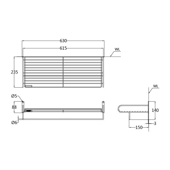 【凱撒】置物毛巾架-白鐵 