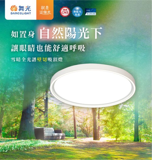 【舞光】雪晴全光譜壁切調光吸頂燈 