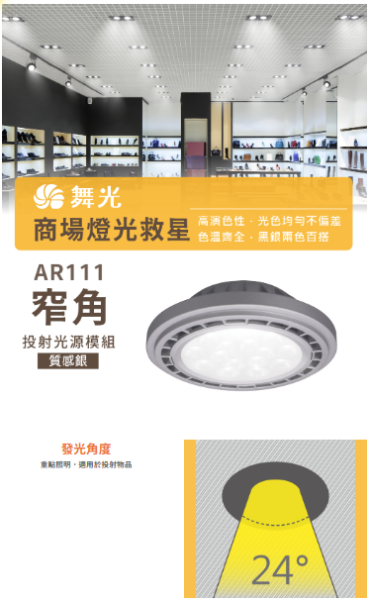 【舞光】AR111 窄角投射光源模組-貴族黑 