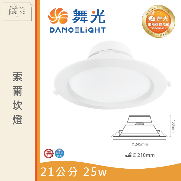 【舞光】21公分索爾崁燈 