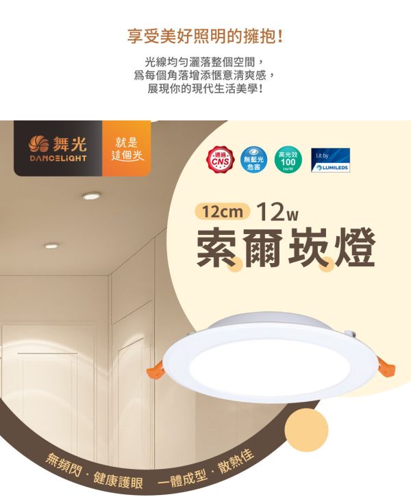 【舞光】12公分索爾崁燈 