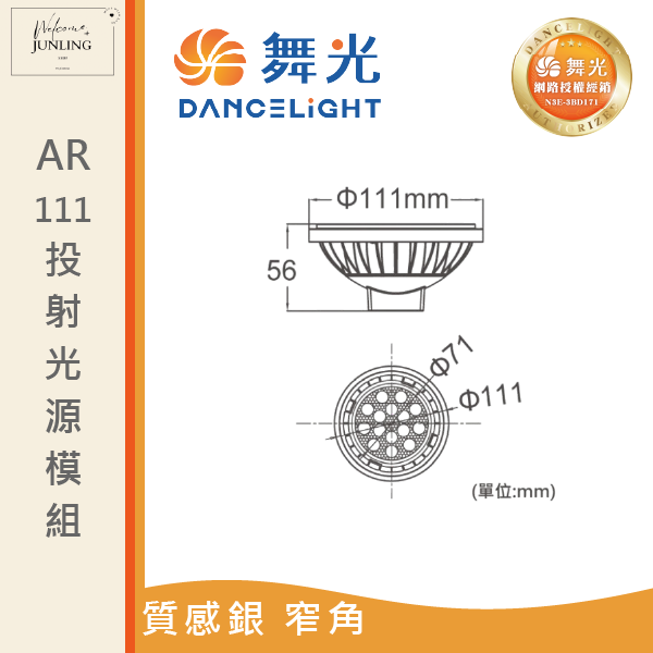 【舞光】AR111 窄角投射光源模組-質感銀 