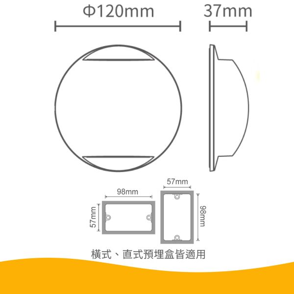 【舞光】圓點防水壁燈-深灰色4W 黃光 