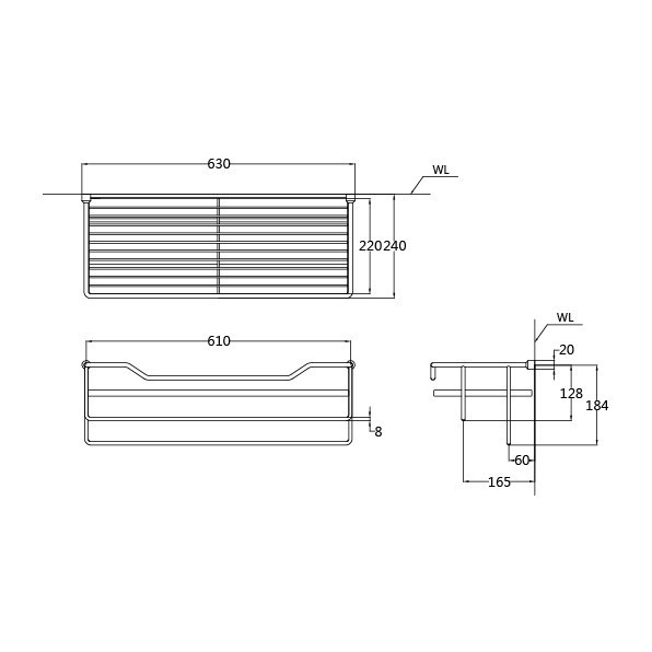 【凱撒】置物毛巾架-白鐵 