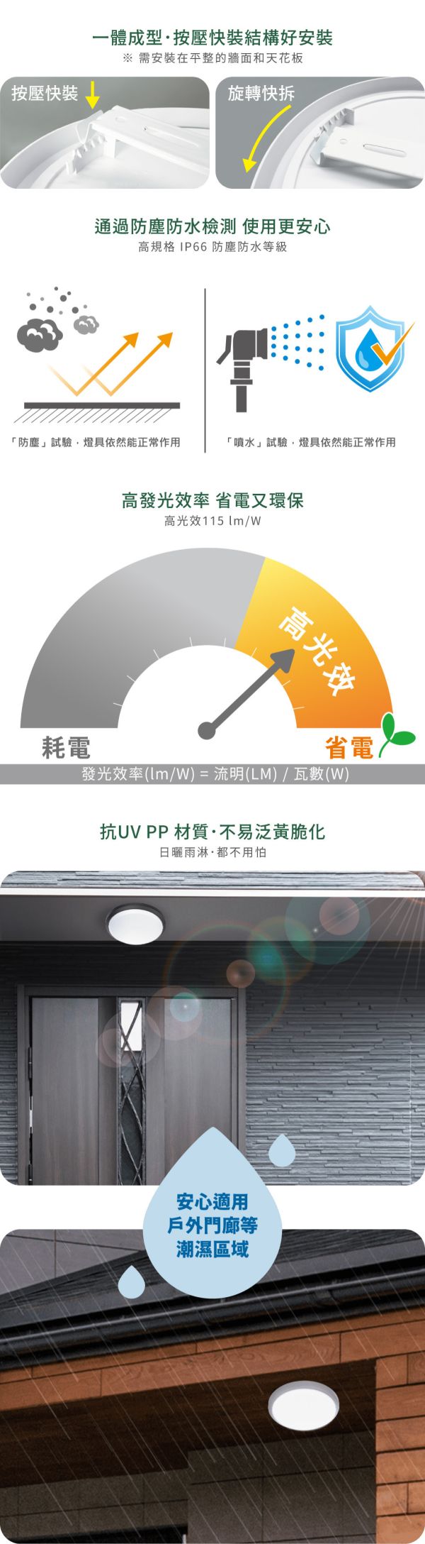 【舞光】白鯨防水吸頂燈-貴族黑 