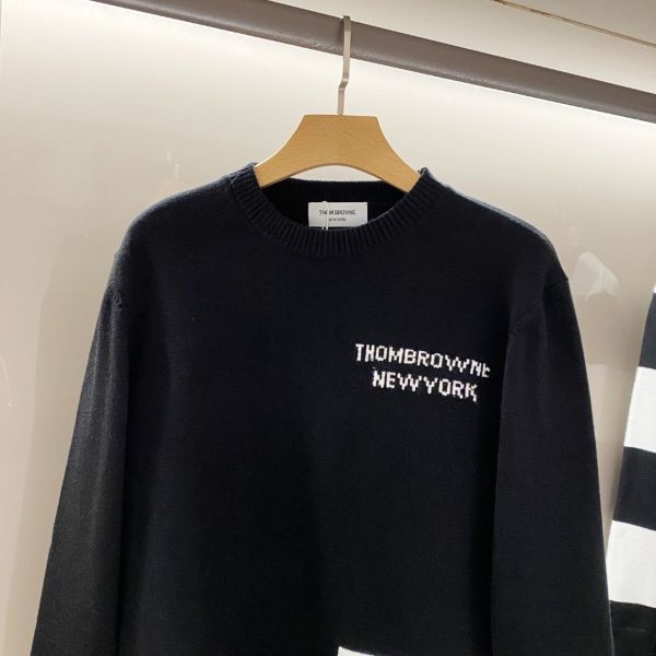 Thm browe 四槓經典男士圓領羊毛衫 
